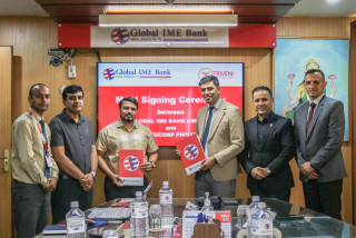 ग्लोबल आइएमई बैंक र  त्रिवेणी मोटोकर्पबीच सम्झौता, विद्युतीय सवारी कर्जा दिने