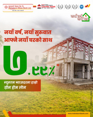 महालक्ष्मी विकास बैंकको नयाँ वर्षको अवसरमा ७.९९ प्रतिशतमै घर कजा