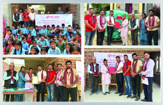 एन आई सी एशिया बैंकद्वारा सुर्खेतस्थित नेपाल राष्ट्रिय प्राथमिक विद्यालयमा सहयोग
