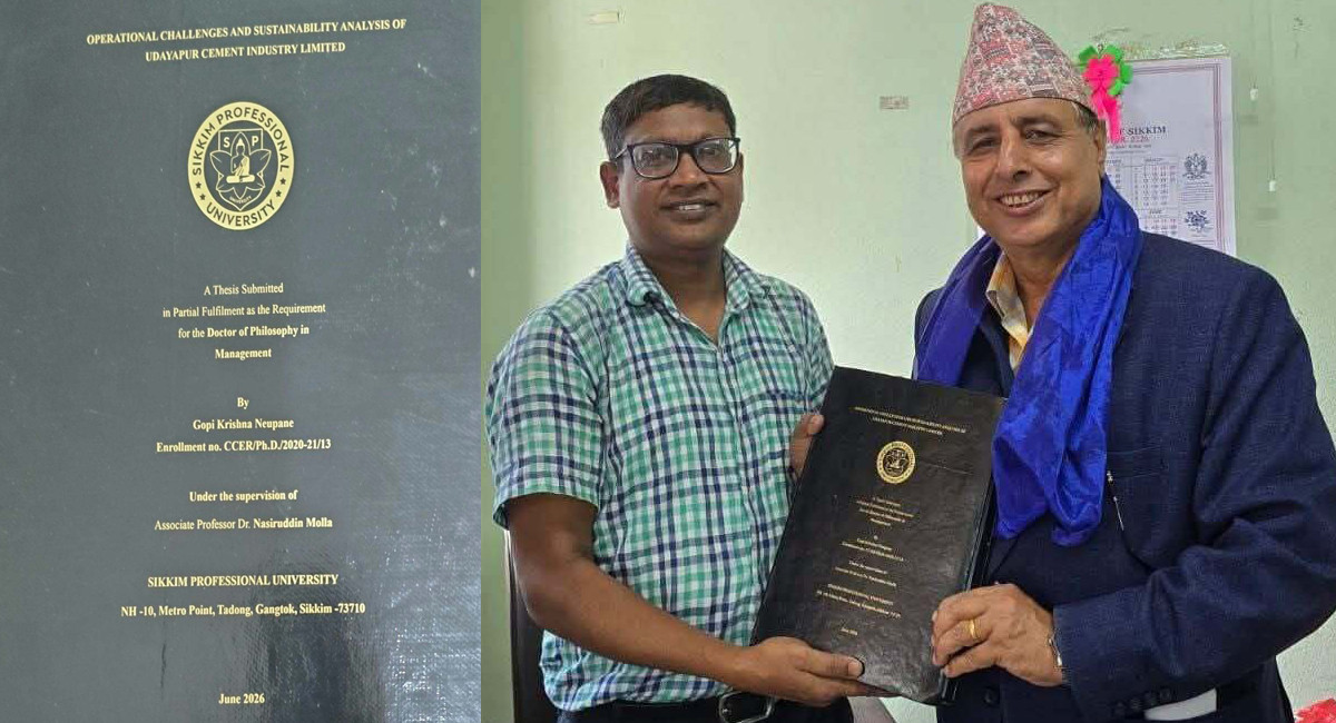 उदयपुर सिमेन्टको पुनरुत्थान र दिगोपनाबारे न्यौपानेको विद्यावारिधि, ३ अर्ब राजस्वको सम्भावना